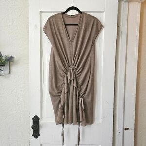 Zara Adjustable Length Ruffle Hem Mini Dress Women's Size Medium, Brown, Boho